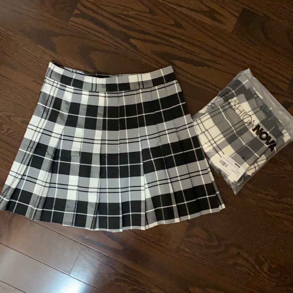 Pleated Plaid Mini Skirt